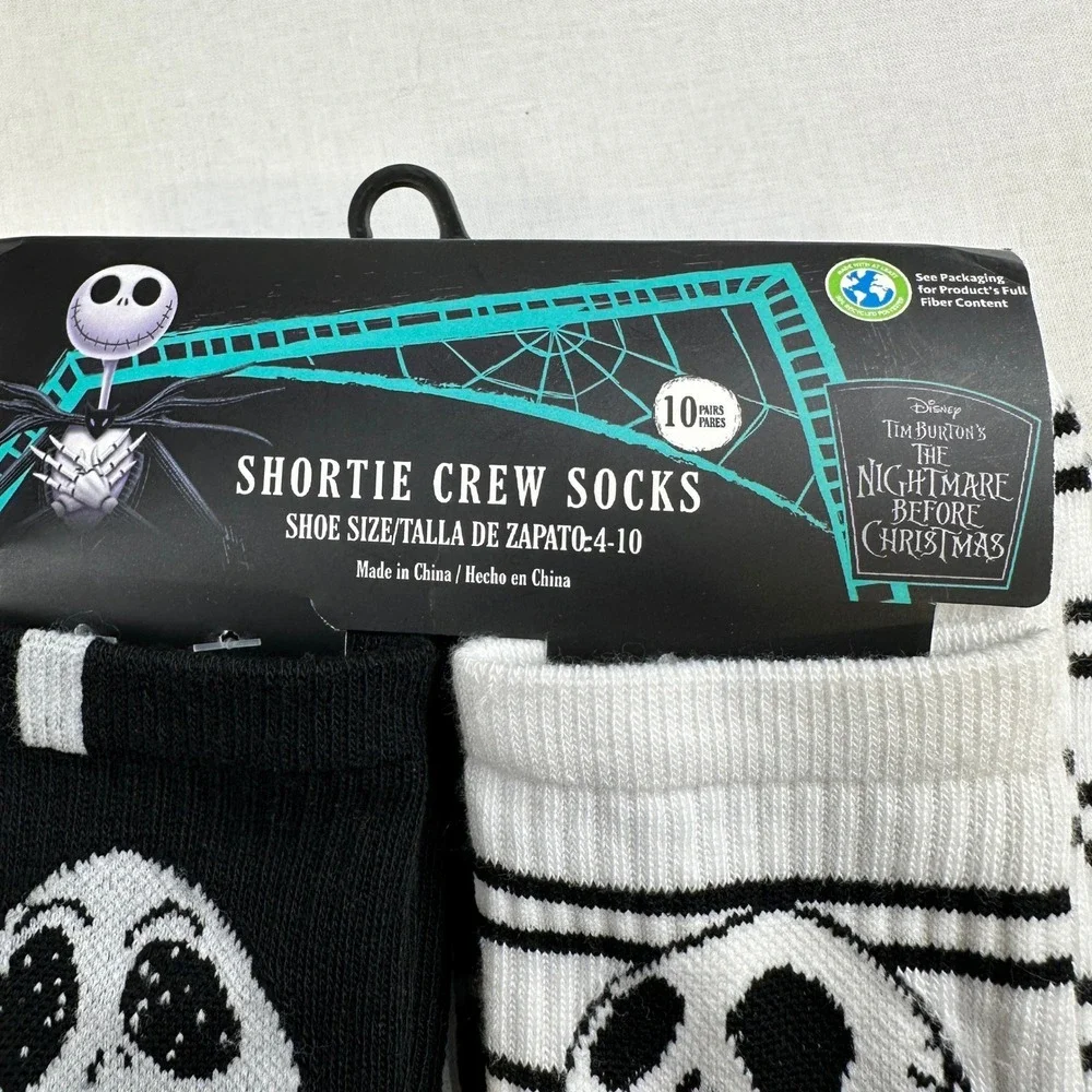 Disney Nightmare Before Christmas Socks 10 Pairs Crew Girls 4-10